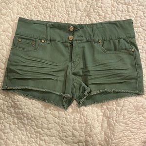 Refuge brand army green jean shorts.